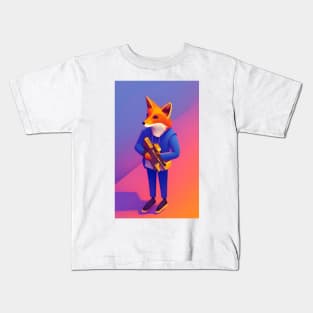 Fox In A Blue Sweat Suit Kids T-Shirt